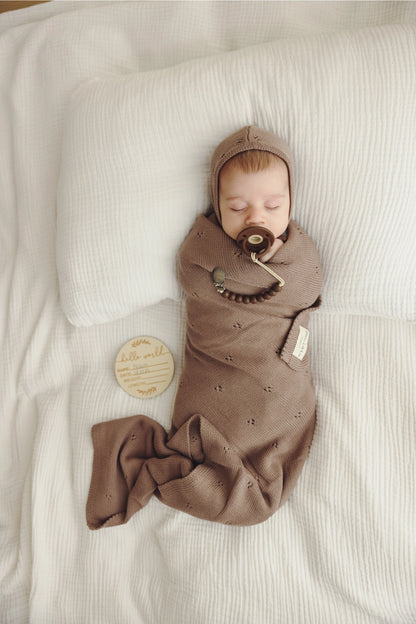 100% ORGANIC COTTON BLANKET + BONNET GIFT SET