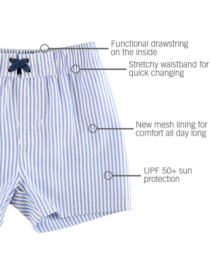 PERIWINKLE SEERSUCKER SWIM TRUNKS