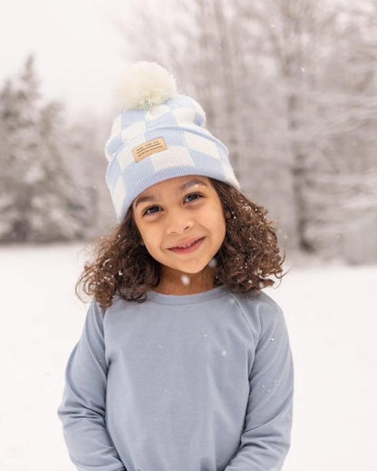 BLUE CHECKERED - TODDLER BEANIE