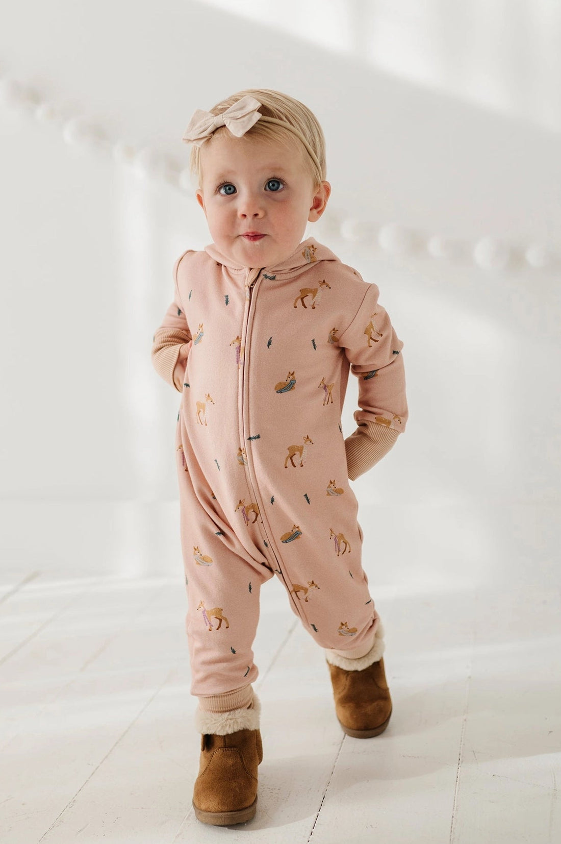 TERRY ZIP ROMPER - FAWN