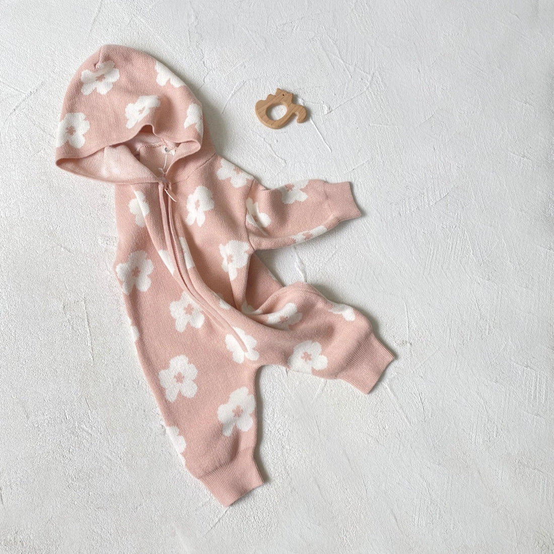 PINK FLORAL ZIP-UP ROMPER