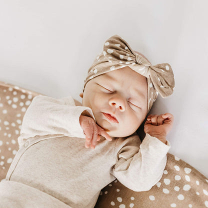 KNIT HEADBAND BOW - FAWN