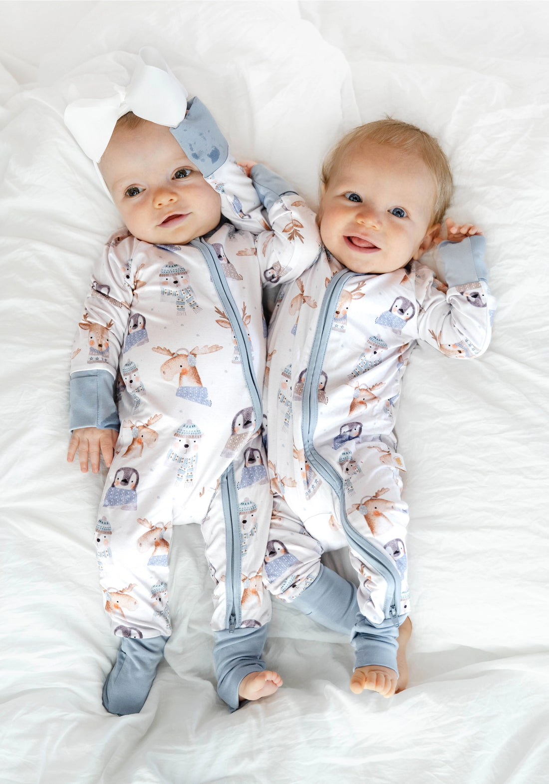 WINTER FRIENDS ZIP ROMPER