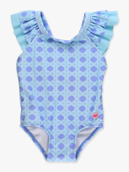 COASTAL CANE BOW V-BACK ONE PIECE SWIMSUIT