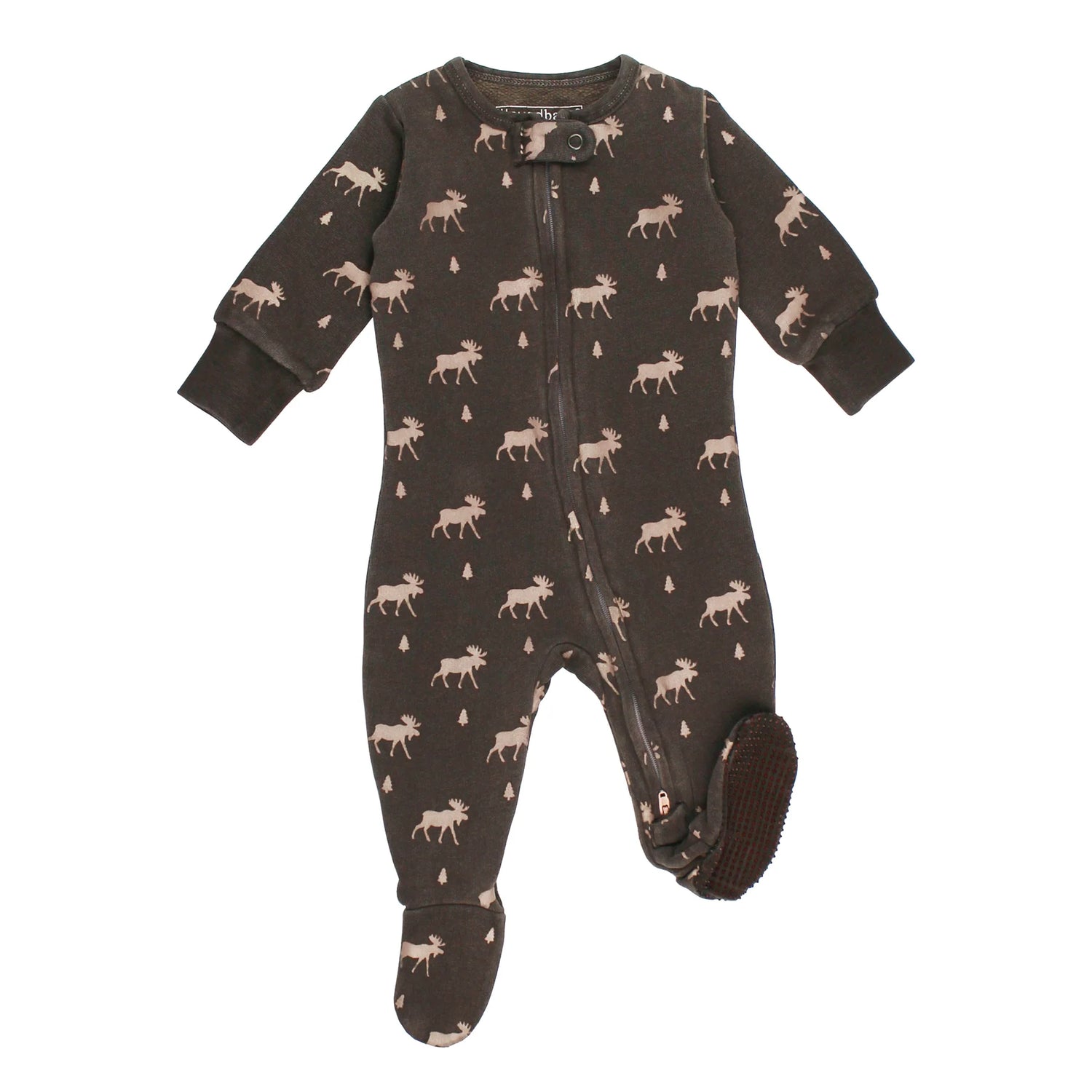 ORGANIC BARK MOOSE ZIPPER FOOTIE