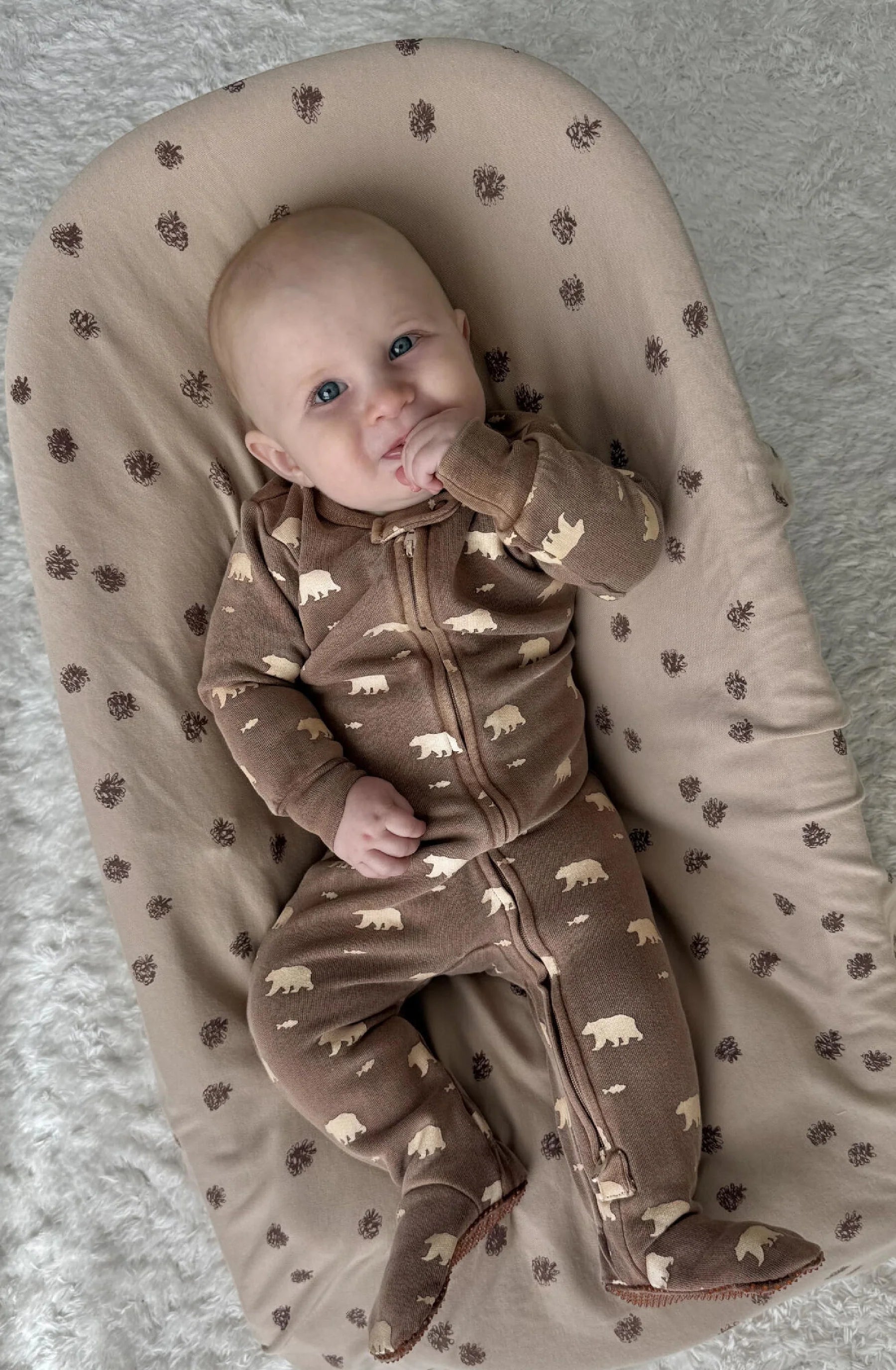 ORGANIC LATTE BEAR ZIPPER FOOTIE