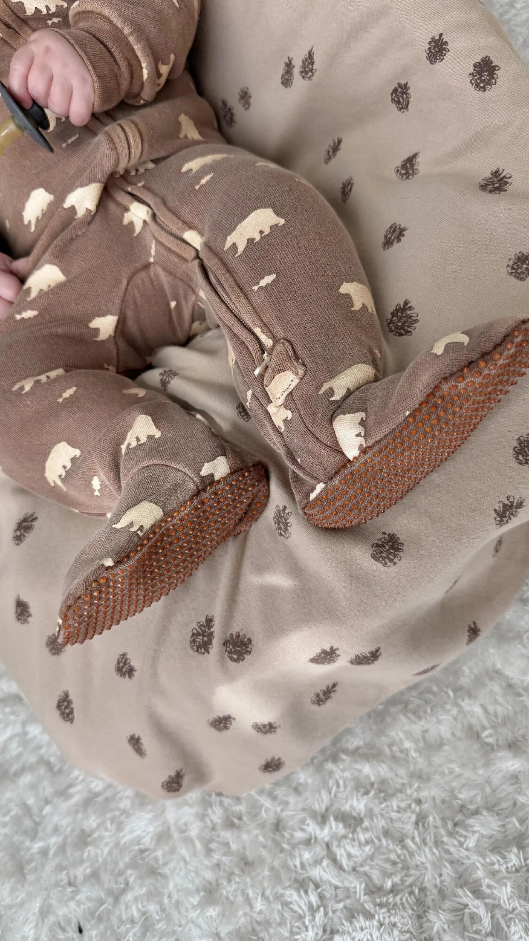 ORGANIC LATTE BEAR ZIPPER FOOTIE