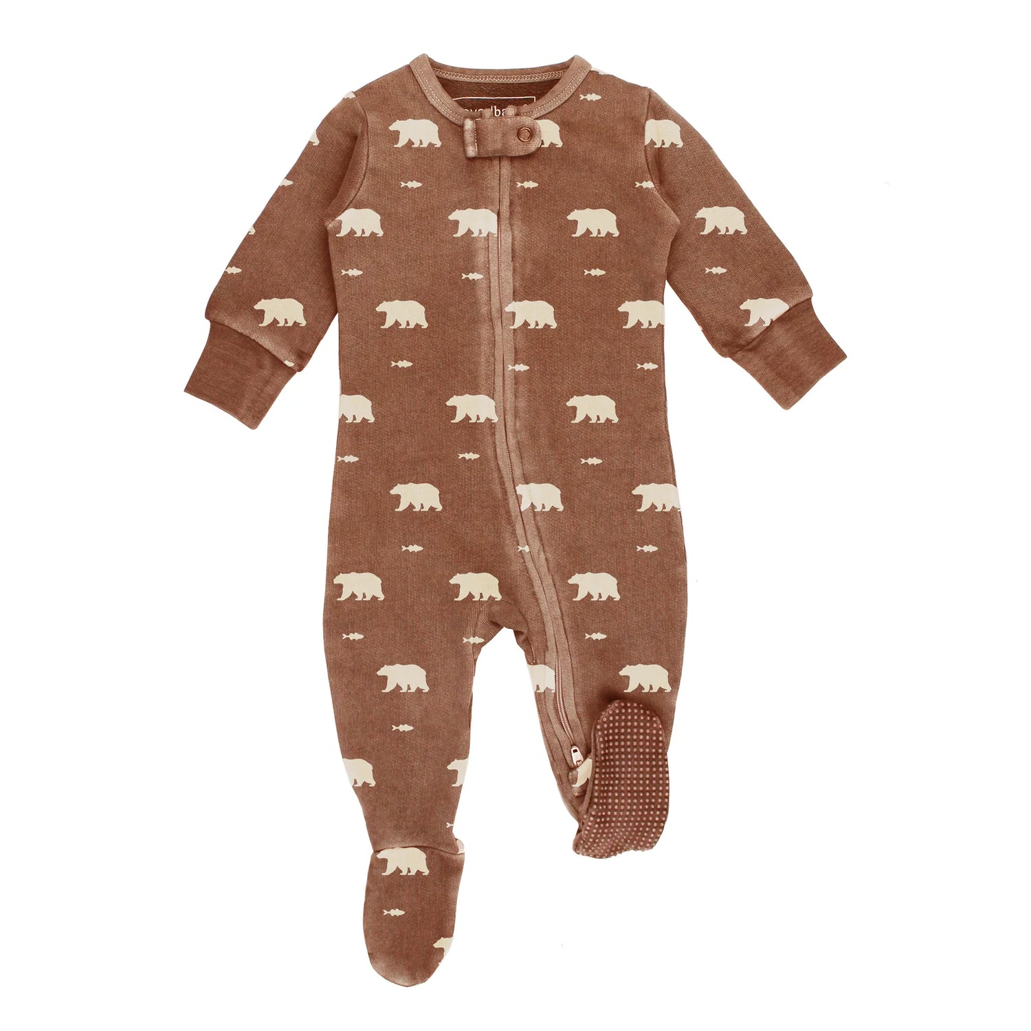 ORGANIC LATTE BEAR ZIPPER FOOTIE