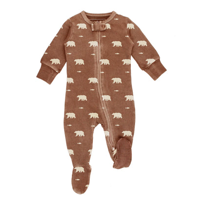 ORGANIC LATTE BEAR ZIPPER FOOTIE
