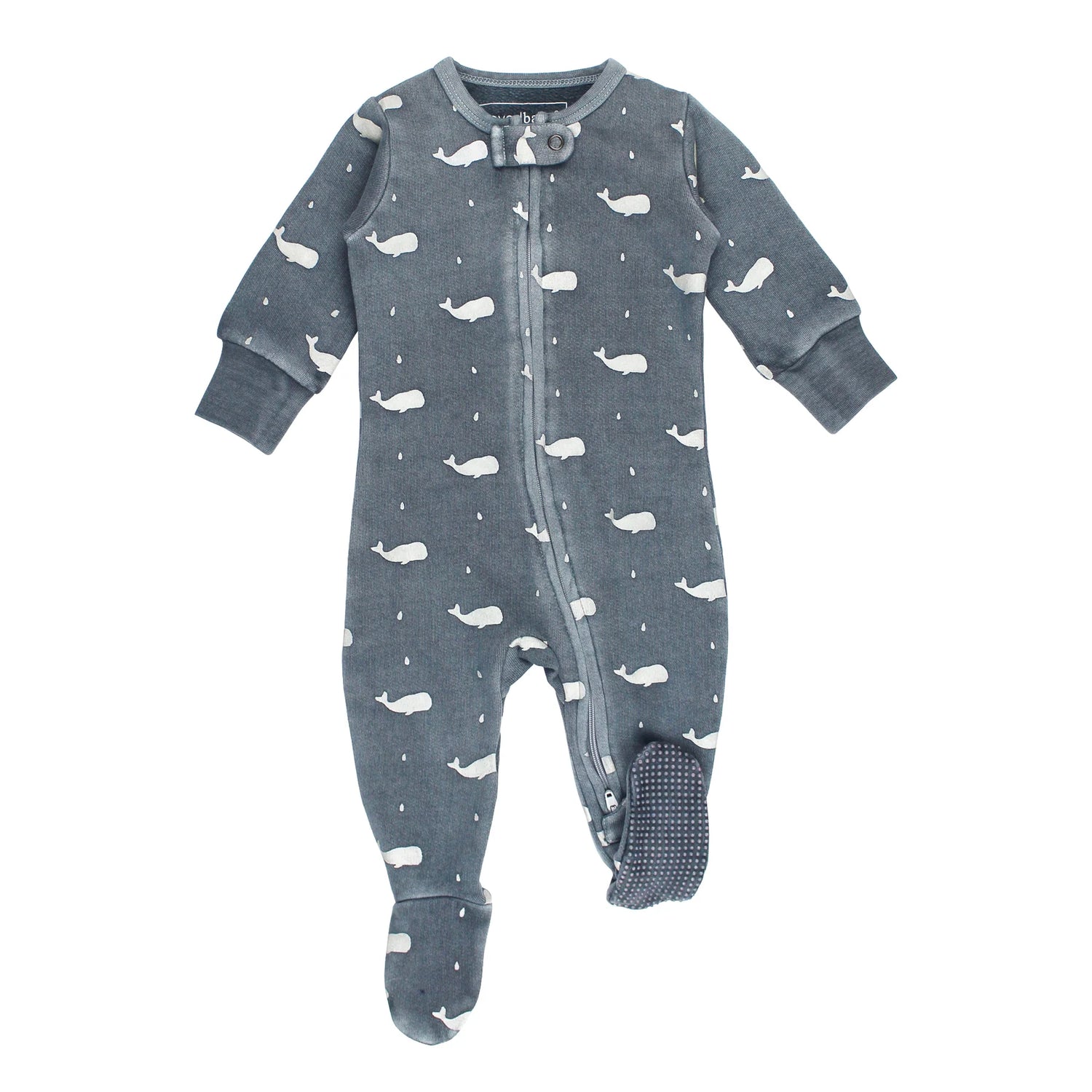 ORGANIC MOONSTONE WHALE ZIPPER FOOTIE
