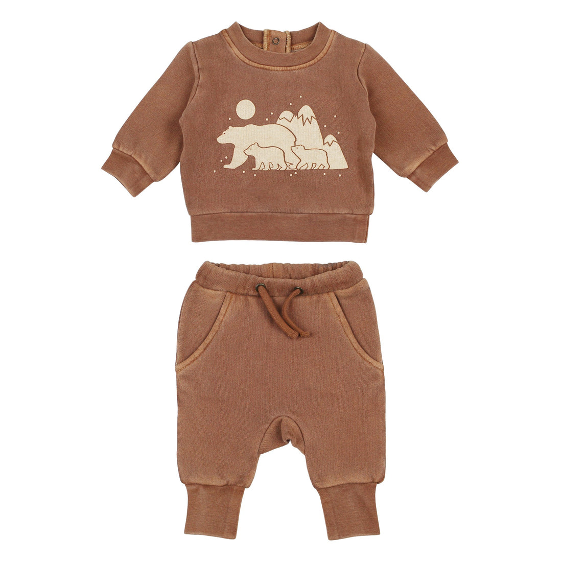 ORGANIC GRAPHIC SWEATSET - LATTE BEAR