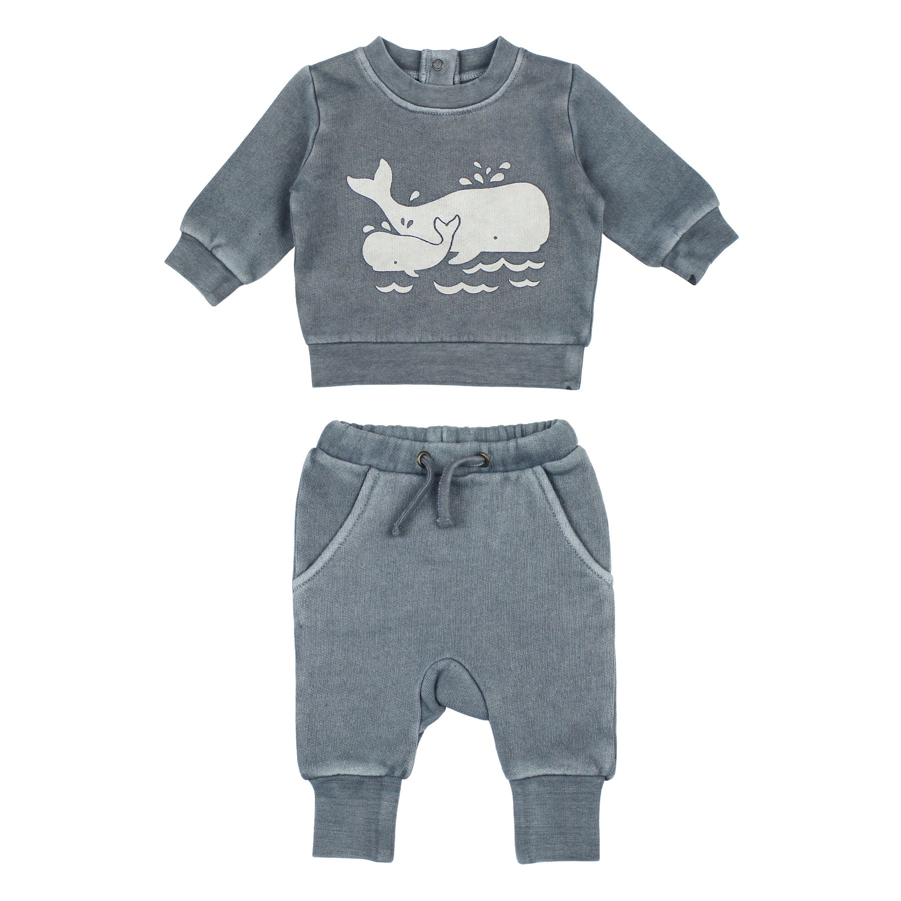 ORGANIC GRAPHIC SWEATSET - MOONSTONE WHALE