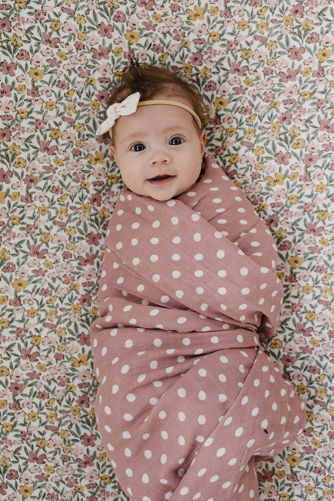 PINK PETAL DOT MUSLIN SWADDLE BLANKET
