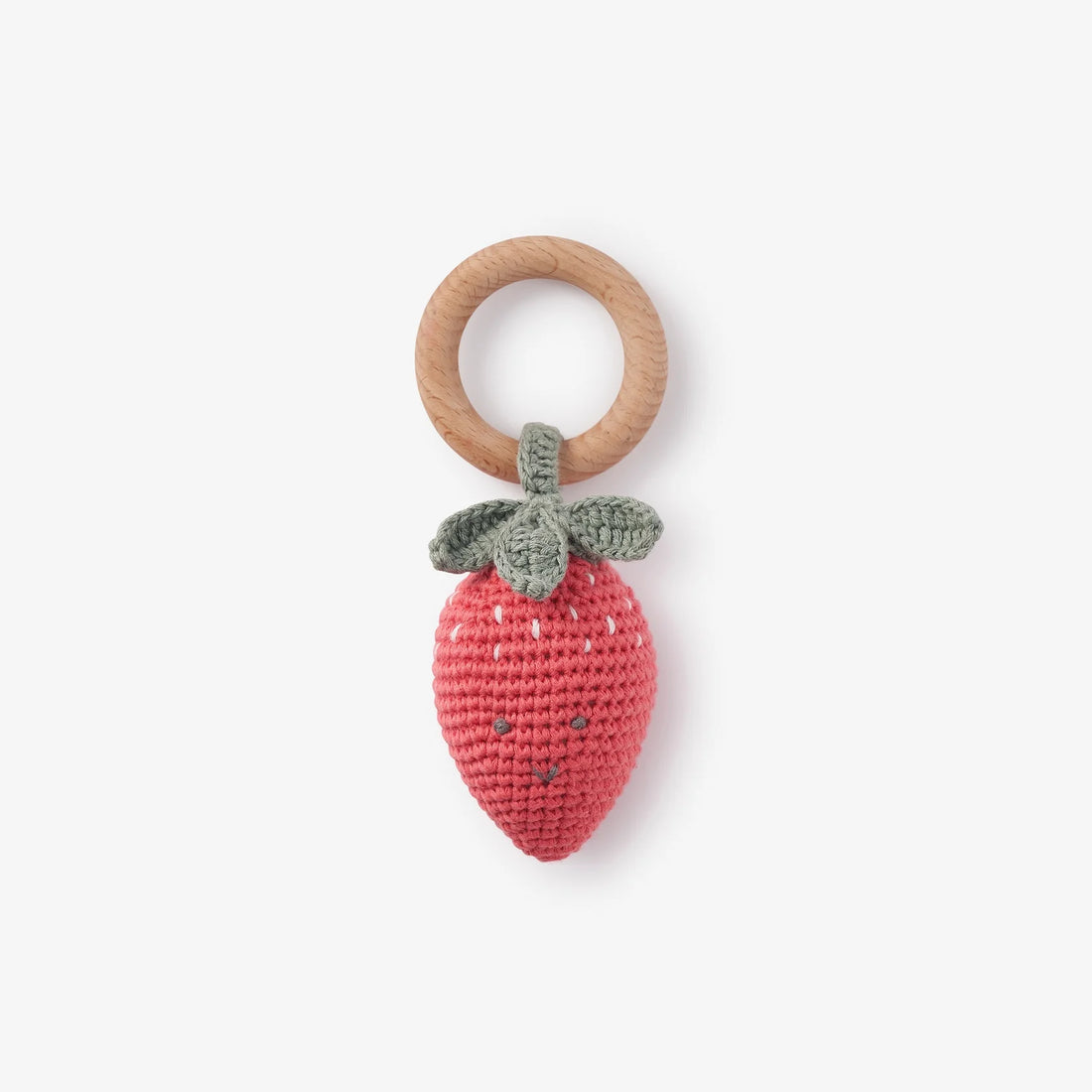 STRAWBERRY + WOOD RING RATTLE