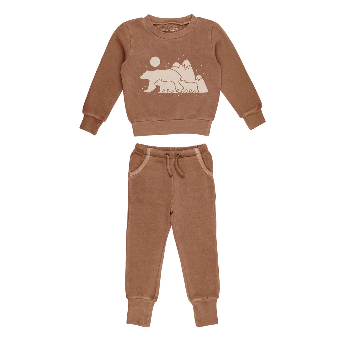 KIDS ORGANIC SWEATSET - LATTE BEAR