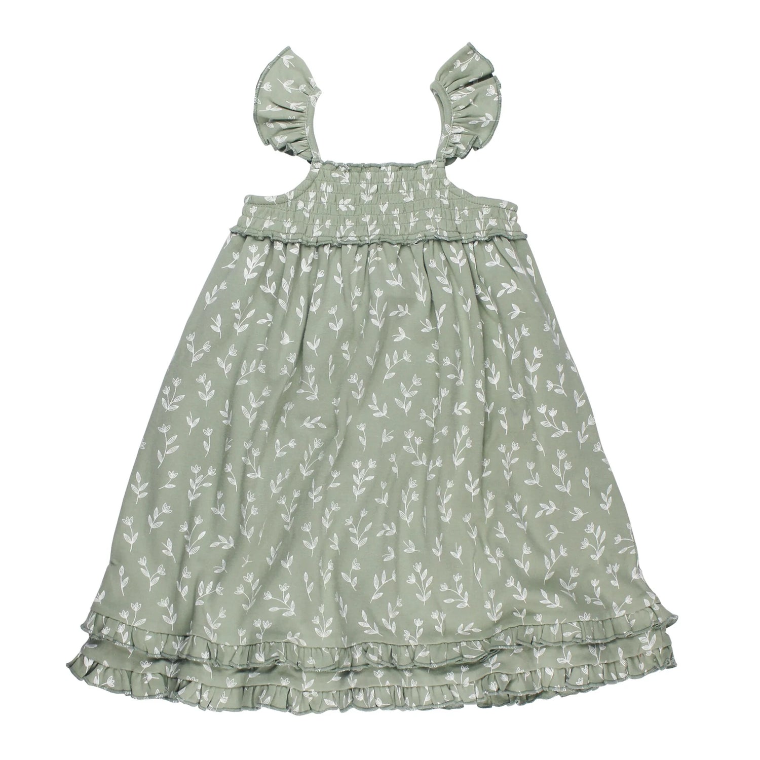 SEAFOAM BLOOM ORGANIC SMOCKED SUMMER DRESS
