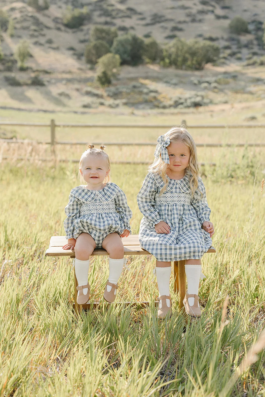 BLUE PLAID RUFFLE COLLAR DRESS