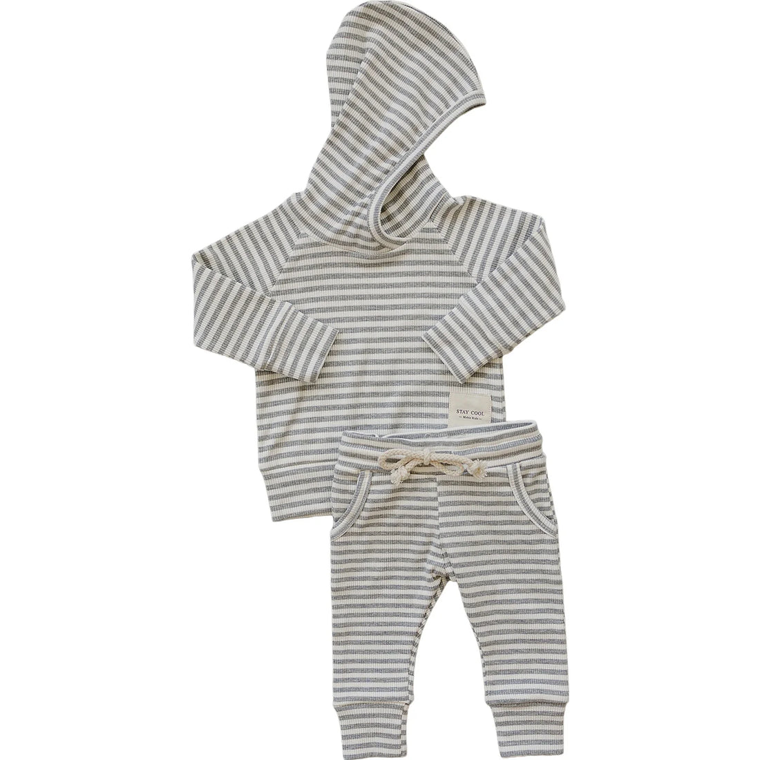 GREY STRIPED HOODED SET