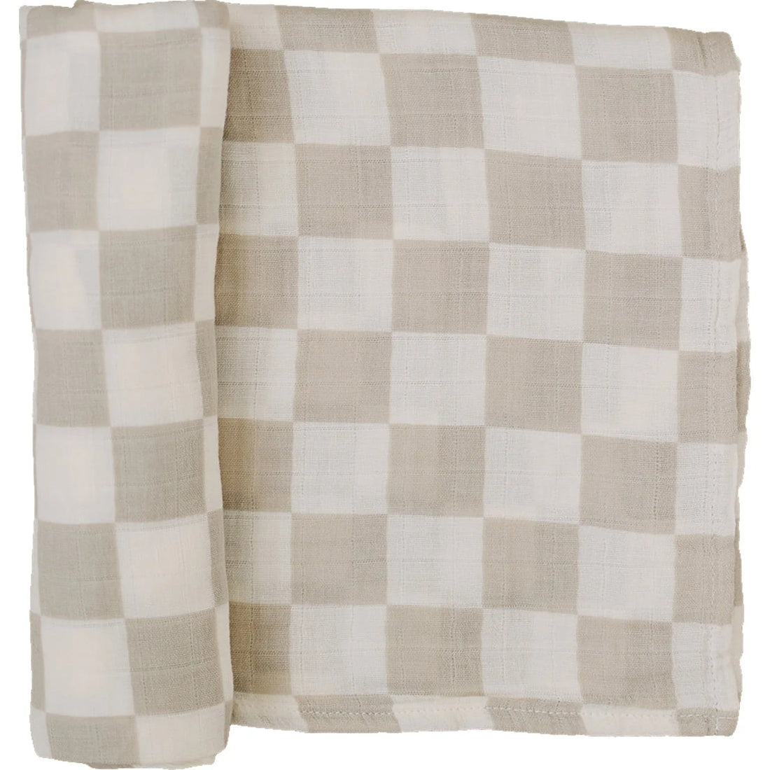 TAUPE CHECKERED MUSLIN SWADDLE BLANKET