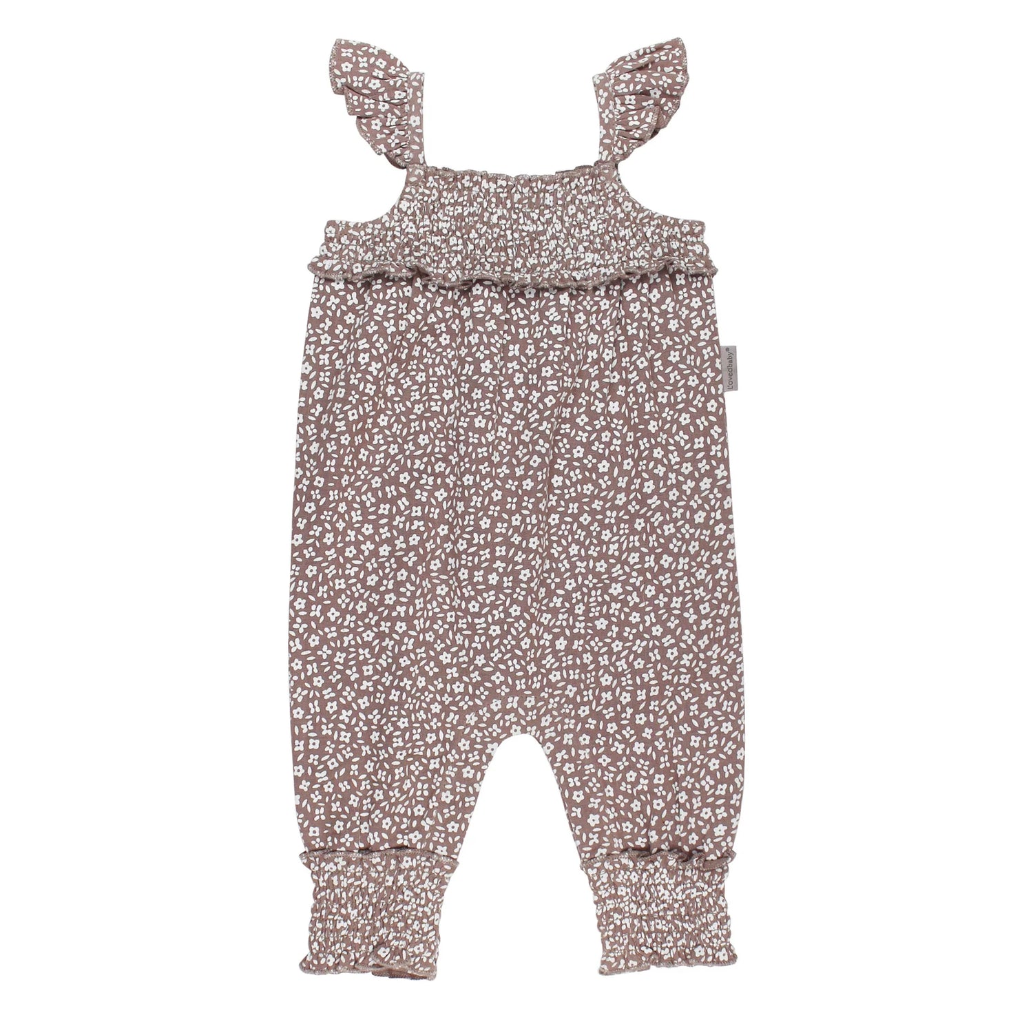 ALMOND FLORAL MUSLIN SLEEVELESS ROMPER