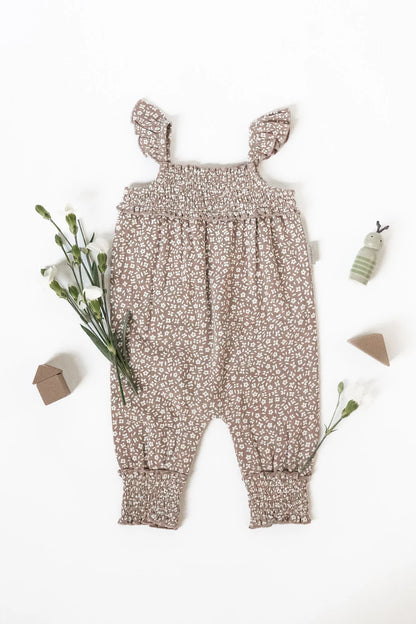 ALMOND FLORAL MUSLIN SLEEVELESS ROMPER