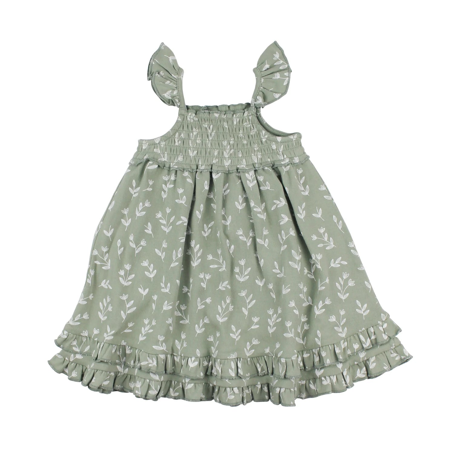 SEAFOAM BLOOM ORGANIC SMOCKED SUMMER DRESS