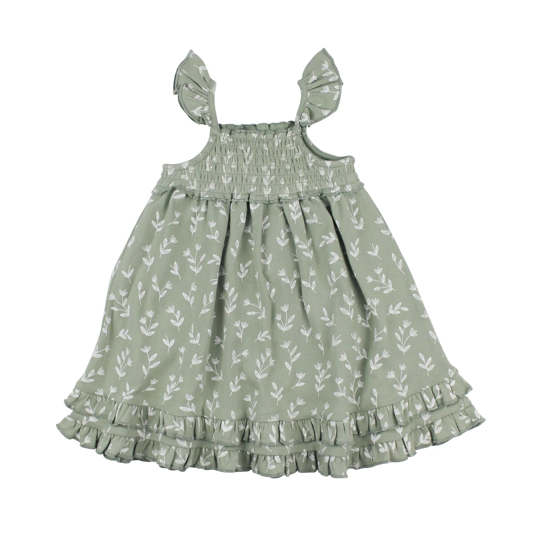 SEAFOAM BLOOM ORGANIC SMOCKED SUMMER DRESS