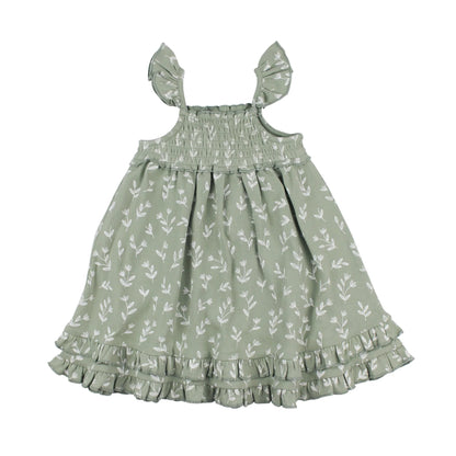 SEAFOAM BLOOM ORGANIC SMOCKED SUMMER DRESS