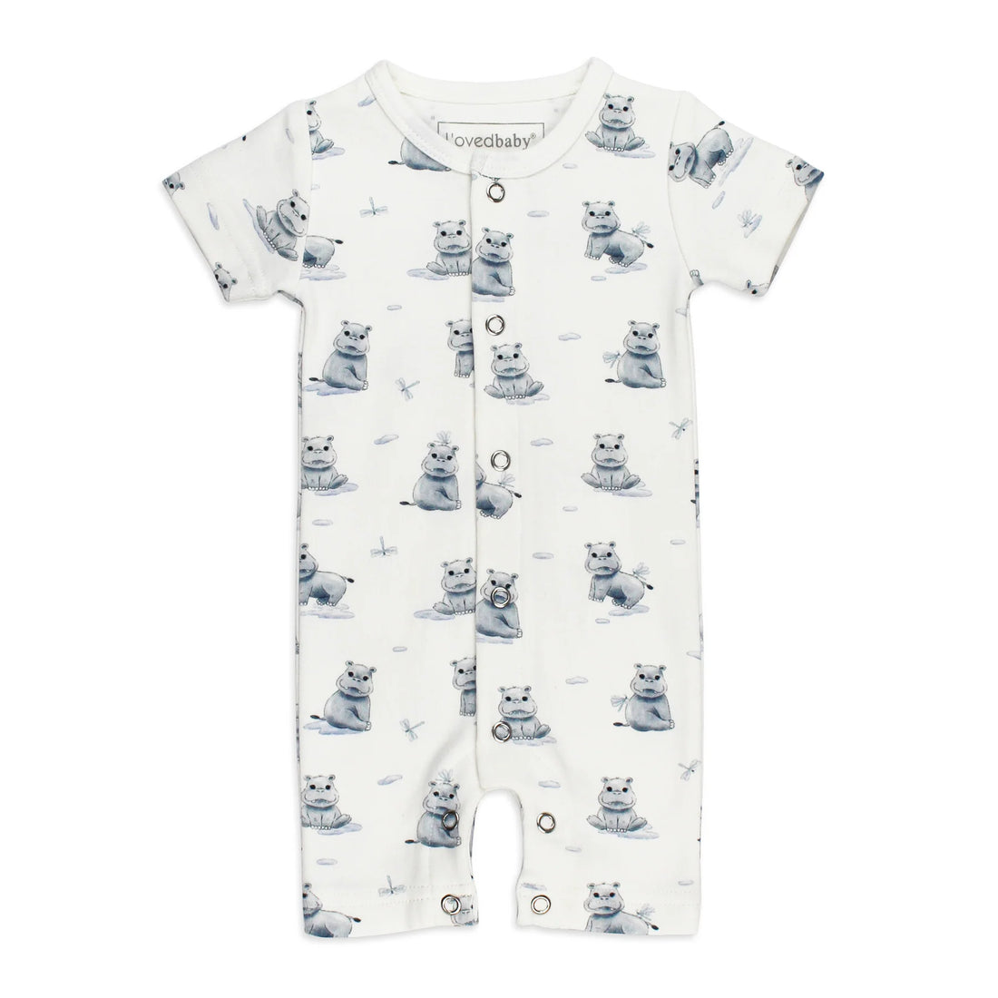 BABY HIPPO SHORT SLEEVE ROMPER - ORGANIC COTTON