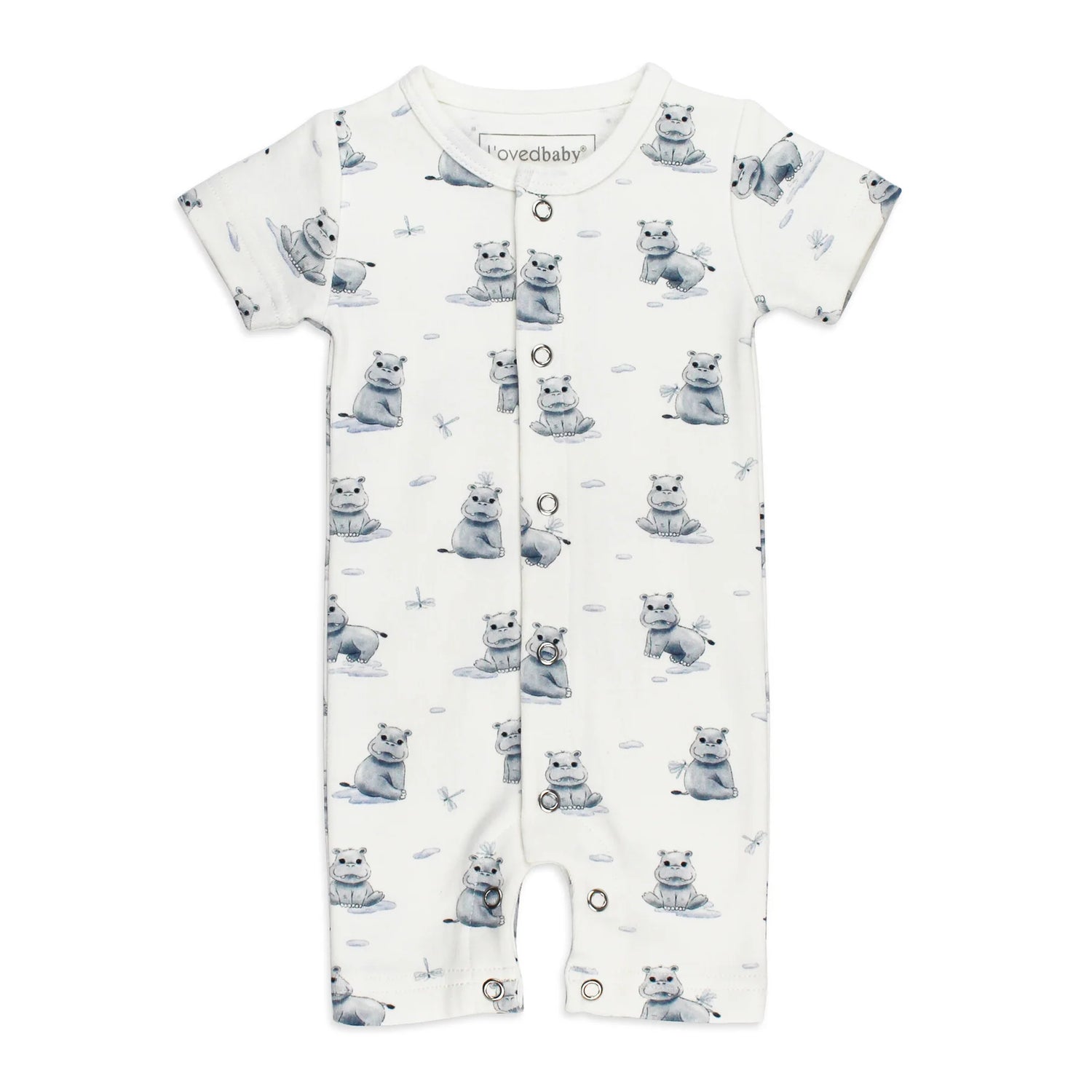 BABY HIPPO SHORT SLEEVE ROMPER - ORGANIC COTTON
