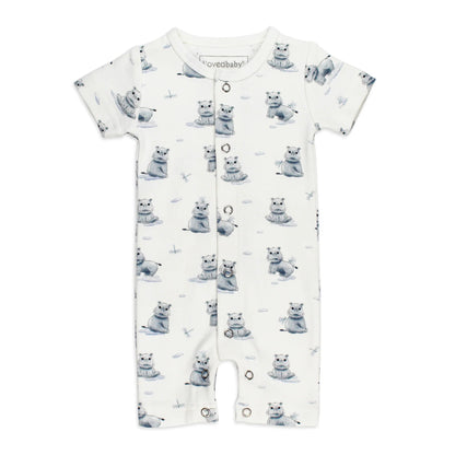 BABY HIPPO SHORT SLEEVE ROMPER - ORGANIC COTTON