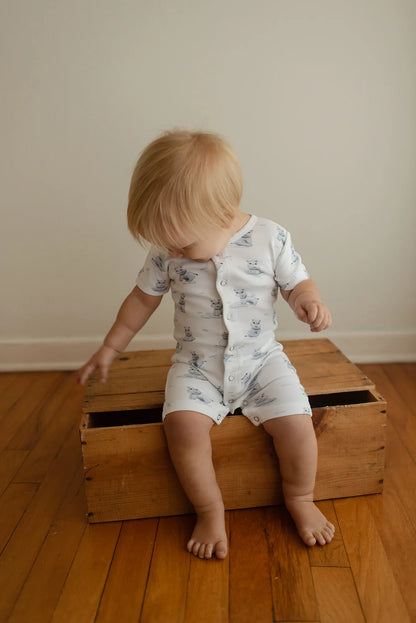 BABY HIPPO SHORT SLEEVE ROMPER - ORGANIC COTTON