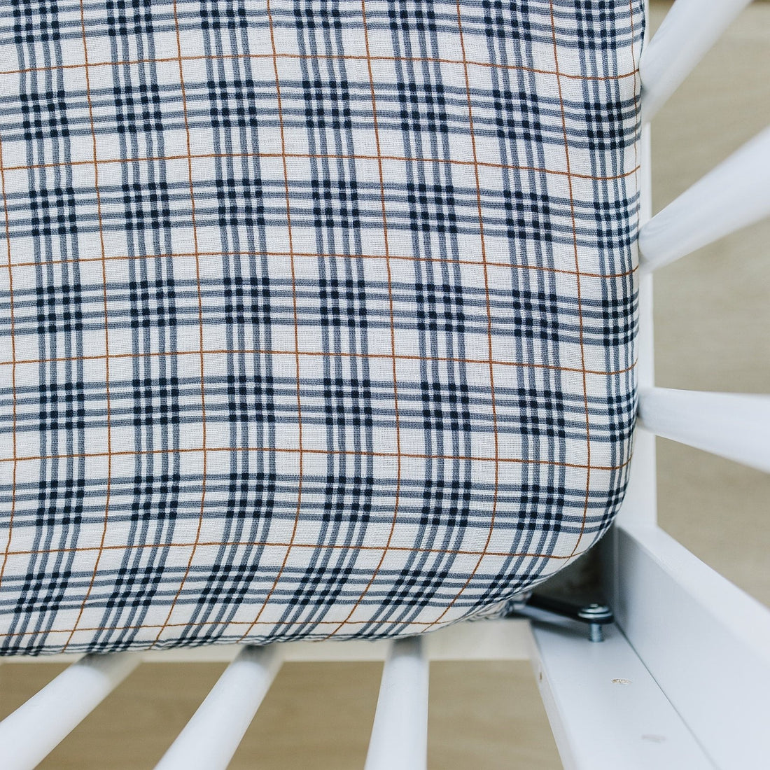 VINTAGE PLAID MUSLIN CRIB SHEET