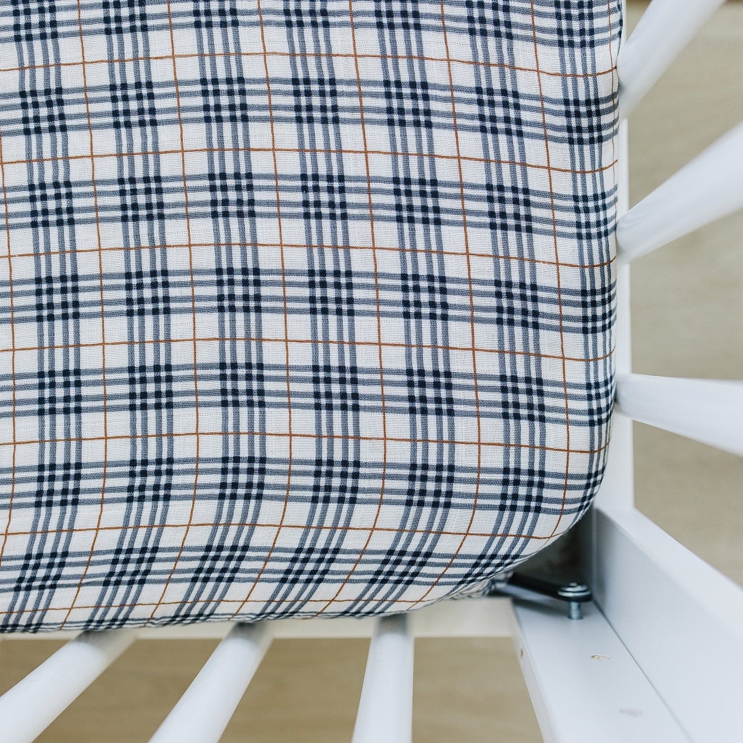 VINTAGE PLAID MUSLIN CRIB SHEET