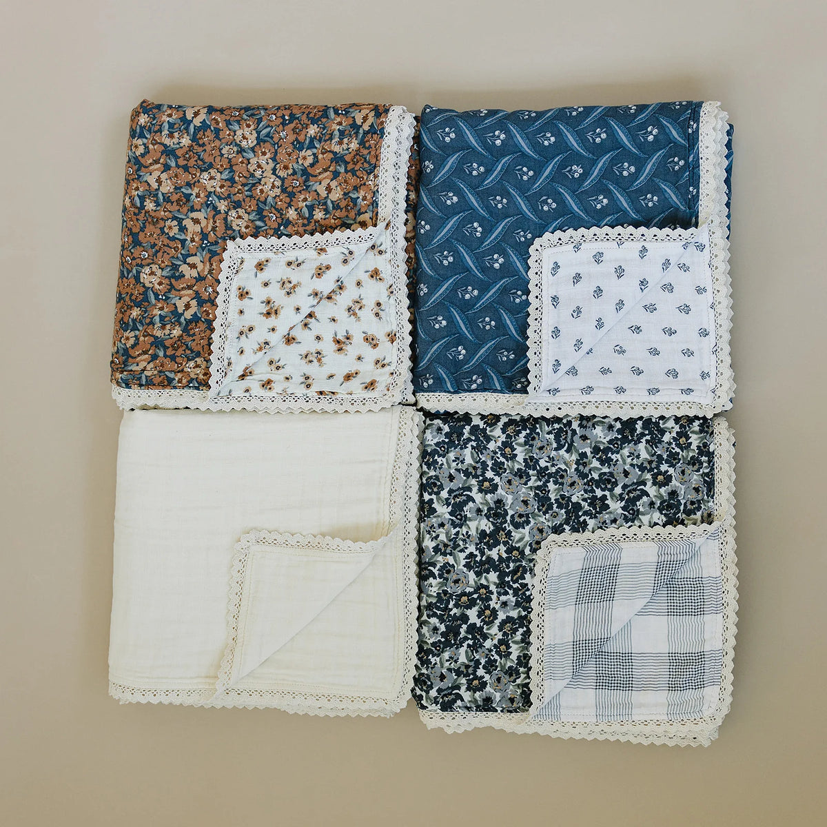 VENETIAN FLORAL + AUTUMN BLOOM LACE MUSLIN QUILT