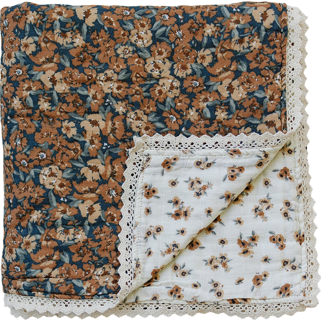 VENETIAN FLORAL + AUTUMN BLOOM LACE MUSLIN QUILT