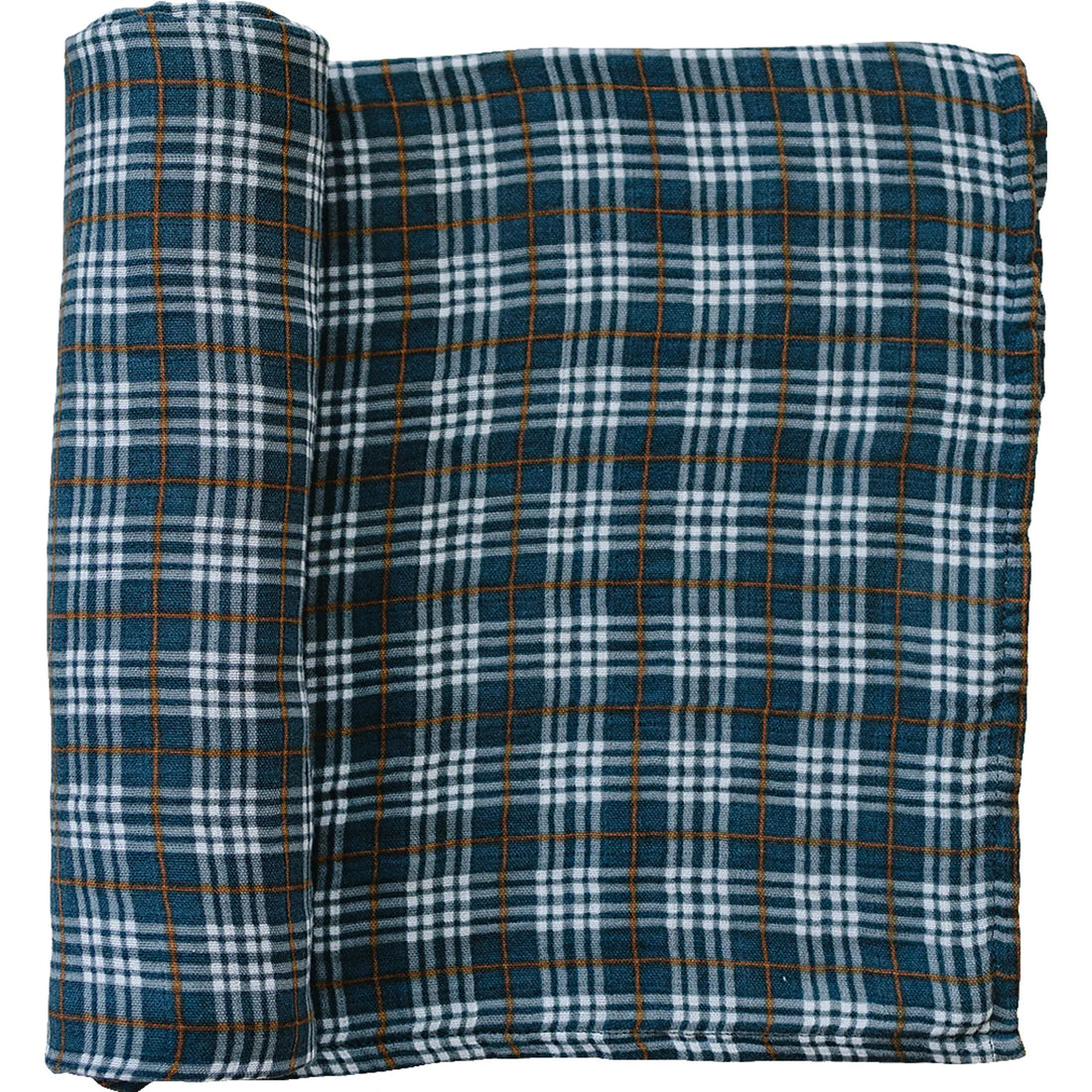 NAVY PLAID MUSLIN SWADDLE BLANKET