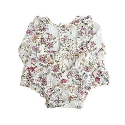 WILLOW BAMBOO LONG SLEEVE RUFFLE ROMPER