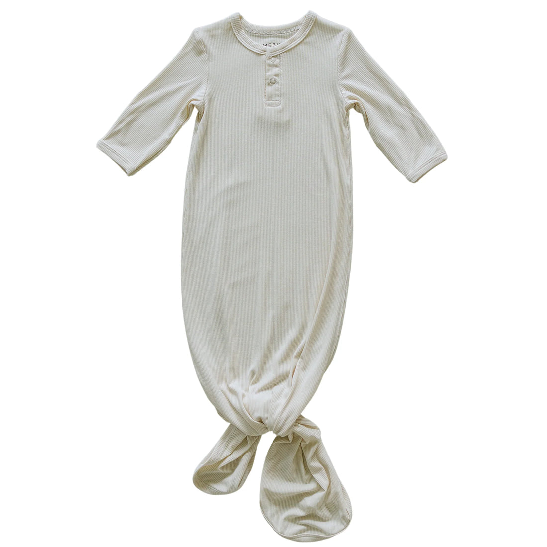 CREAM RIBBED BAMBOO KNOT GOWN
