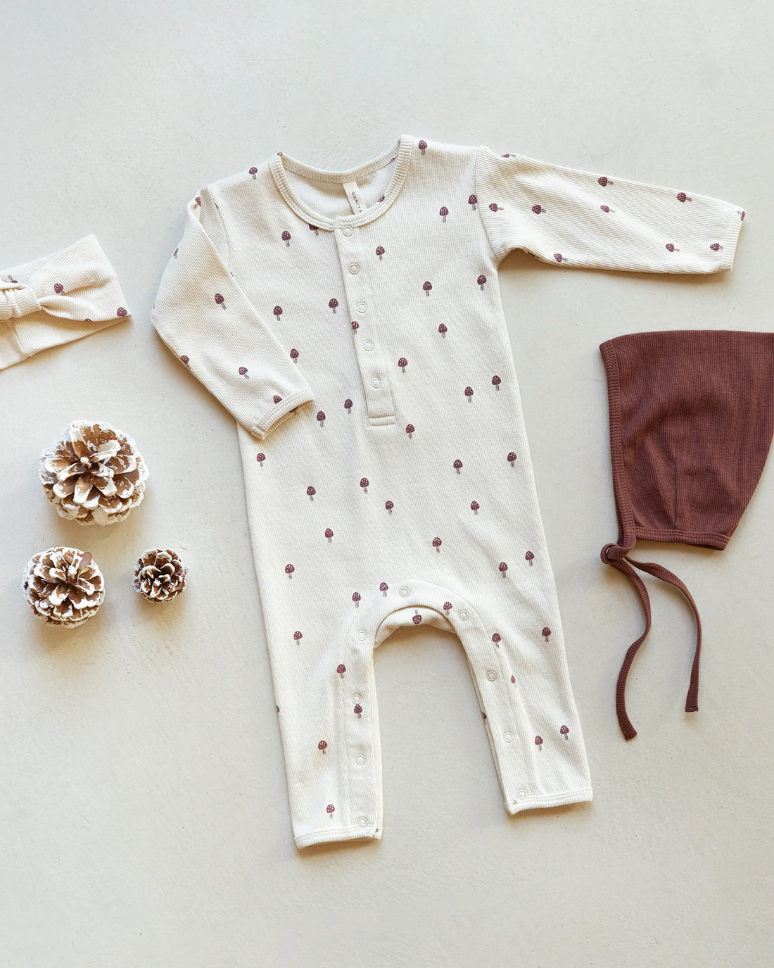 MUSHROOMS RIBBED BABY ONSIE