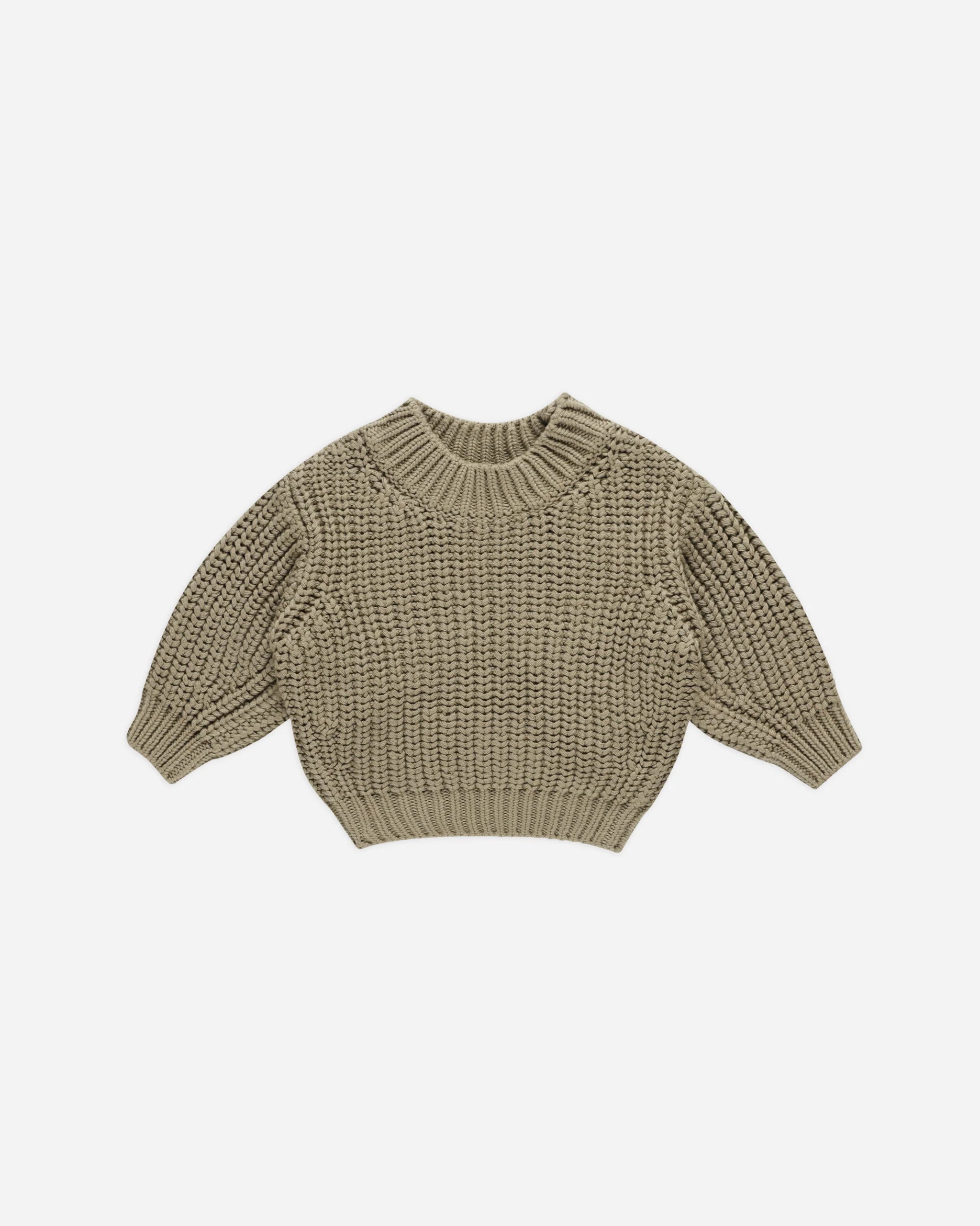 OLIVE CHUNKY KNIT SWEATER