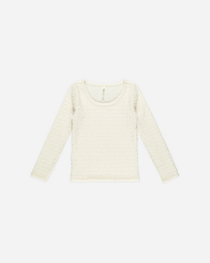 IVORY TEXTURED LONG SLEEVE TOP