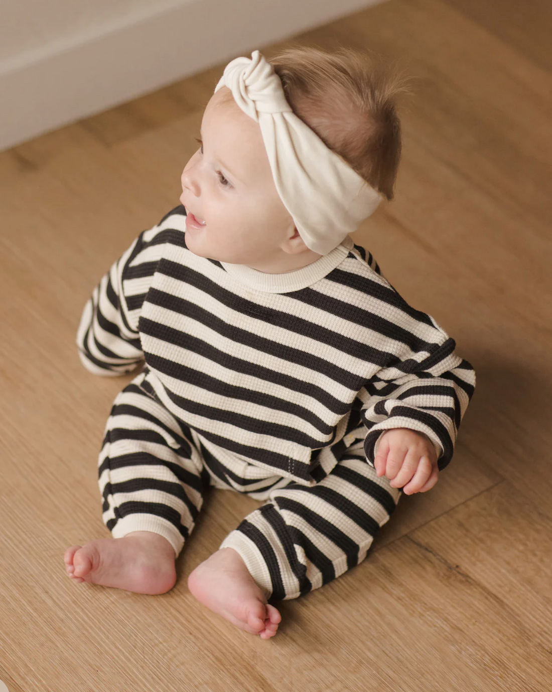 BLACK STRIPE WAFFLE SLOUCH SET