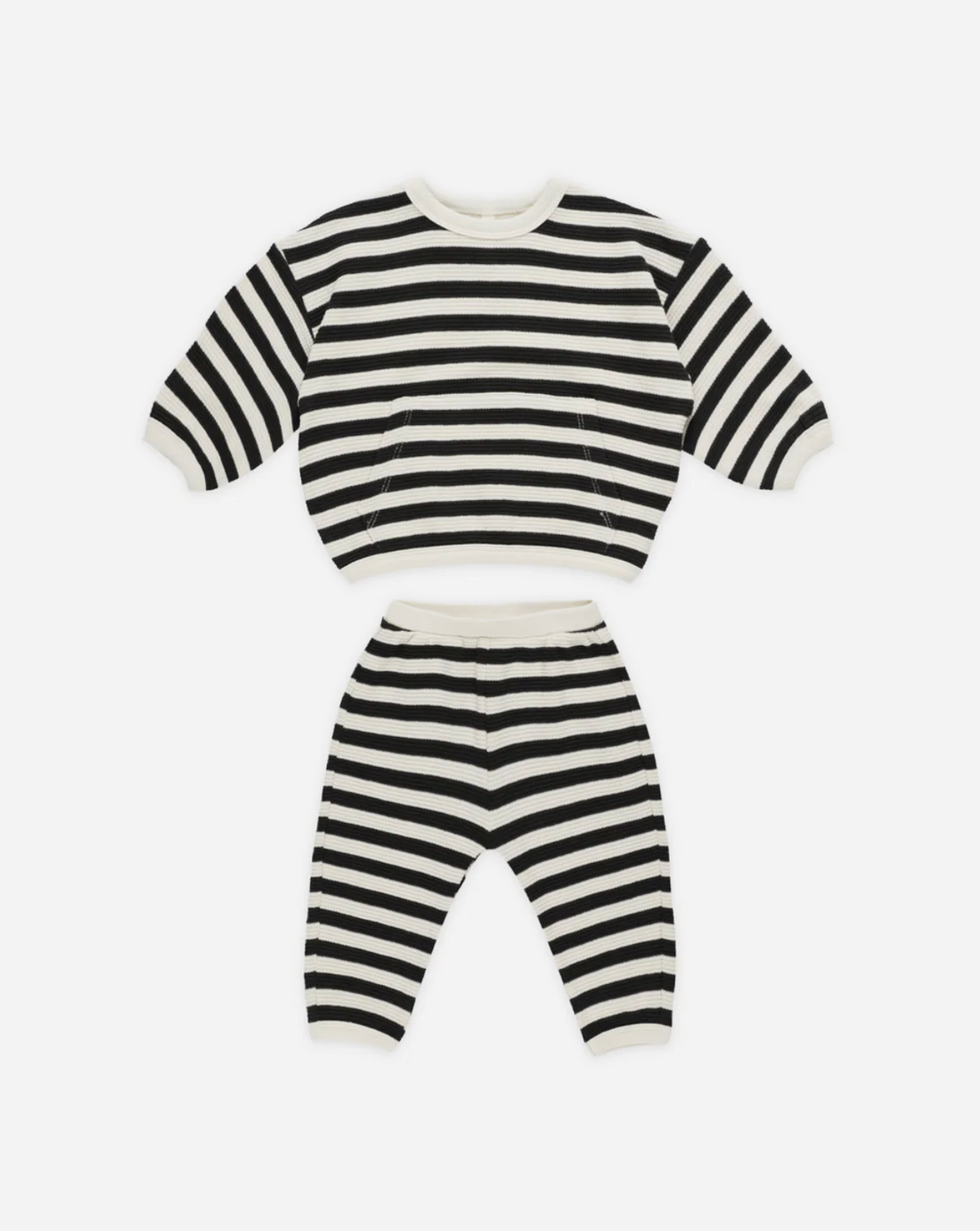 BLACK STRIPE WAFFLE SLOUCH SET