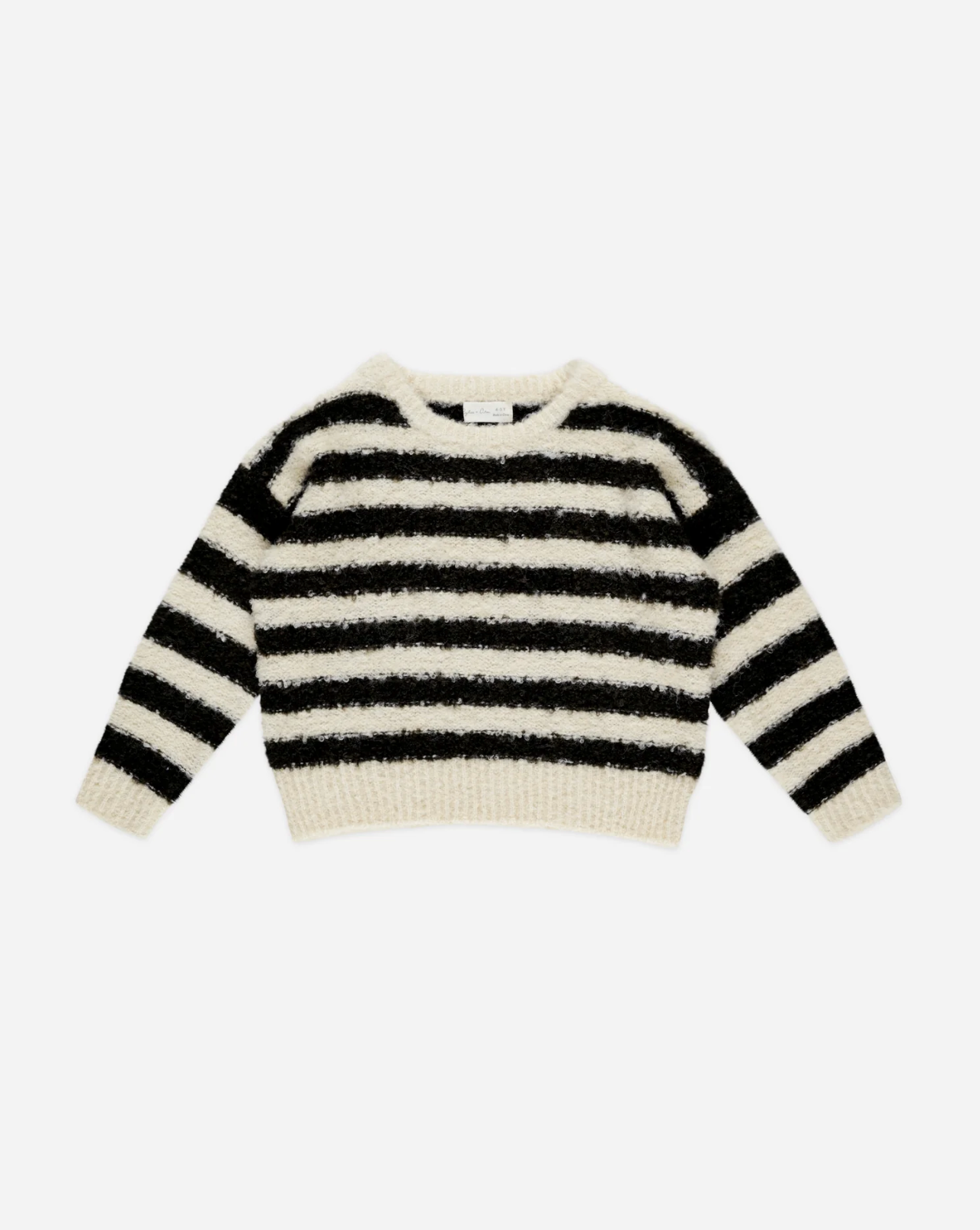 BLACK + WHITE FUZZY STRIPE ASPEN SWEATER