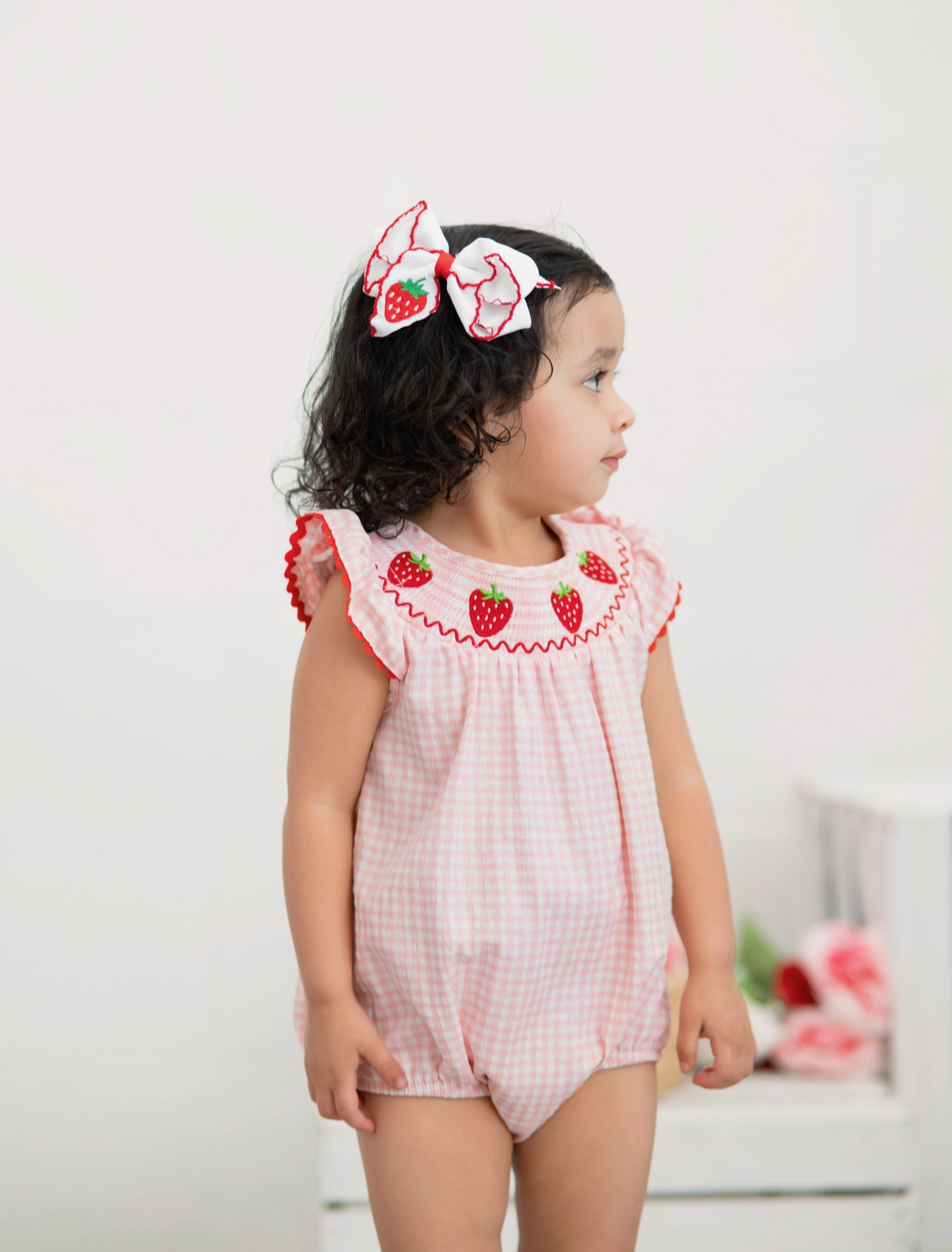 STRAWBERRY FIELDS PLAID ROMPER