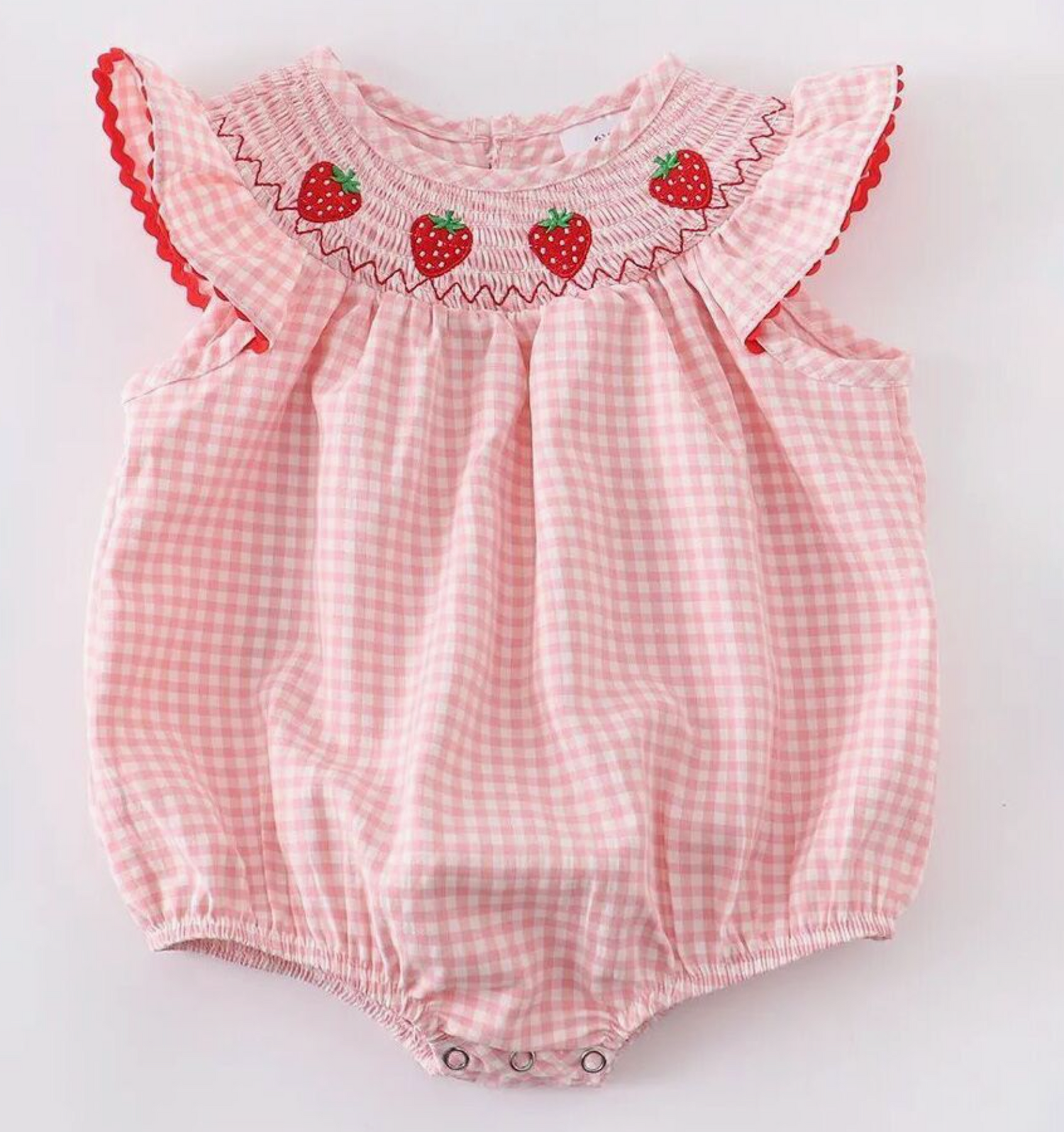 STRAWBERRY FIELDS PLAID ROMPER