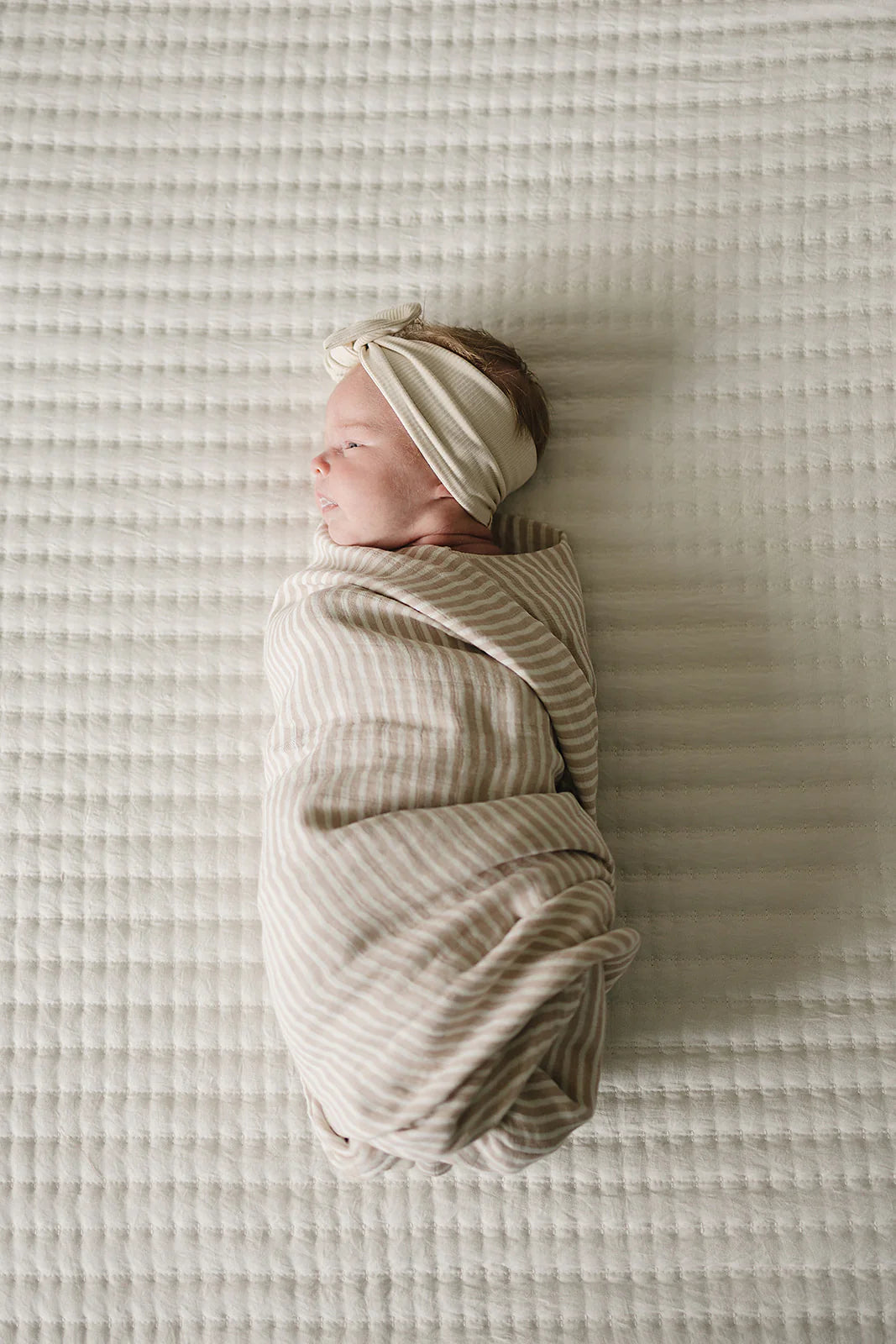 TAUPE STRIPE MUSLIN SWADDLE BLANKET