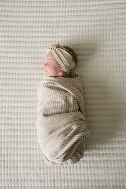 TAUPE STRIPE MUSLIN SWADDLE BLANKET