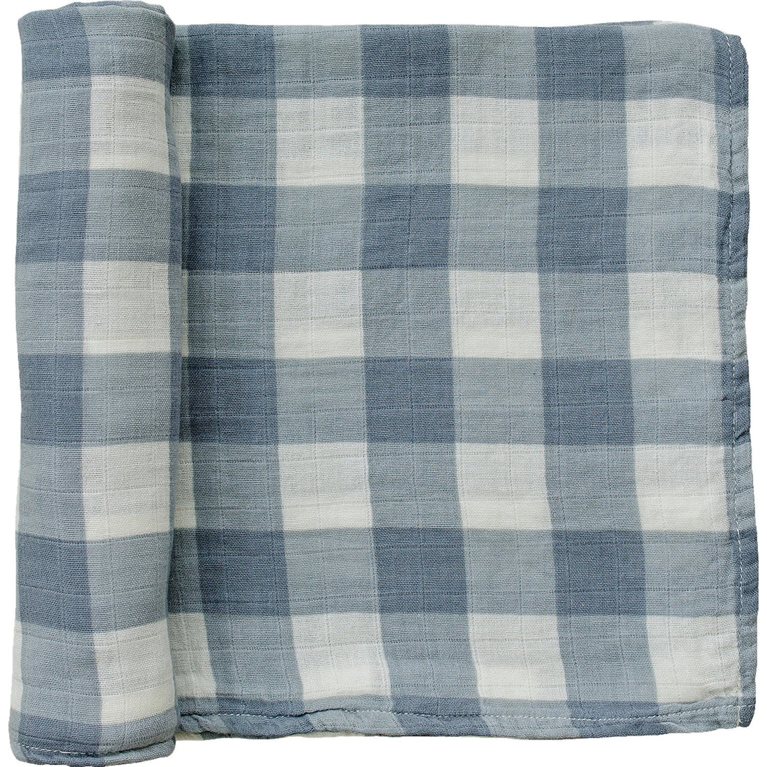 DUSTY BLUE GINGHAM MUSLIN SWADDLE
